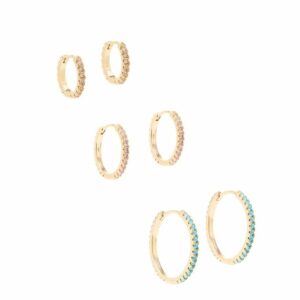 Argola com zircônias rosa em banho ouro 18k. - Imagem 5