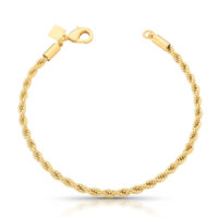 Pulseira em malha cordão baiano lisa em banho ouro 18k.