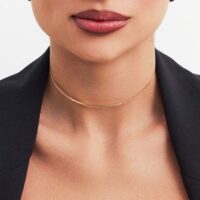 Colar aro trabalhado em malha rabo e rato em banho ouro 18k.