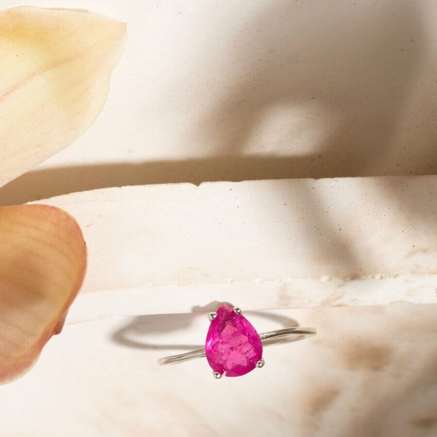 Anel Gota Fusion Turmalina Rosa em Prata 925. - Imagem 2