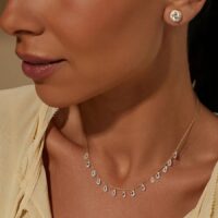 Colar Gotas com Zircônias Brancas Banho de Ouro 18k.