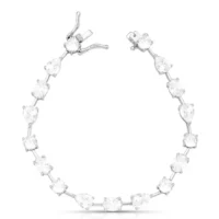 Pulseira cristais intercalados ródio prata.