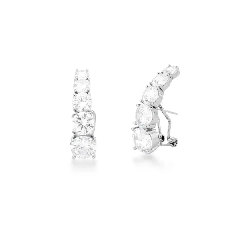 Brinco earhook com zircônias redondas ródio branco. - Imagem 2