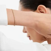 Pulseira malha cordão baiano fina banho ouro 18k.